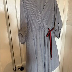 Mlle Gabrielle Striped V-Neck Dress